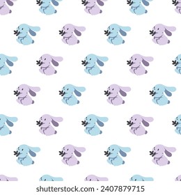 Cuddly Companions Pink and Blue Bunnies Pattern can be use for background and apparel design