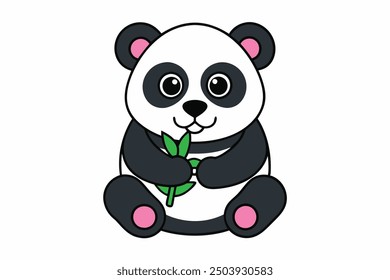 Cuddly Panda Essen Bambus Vektorgrafik Niedliches Grafikdesign