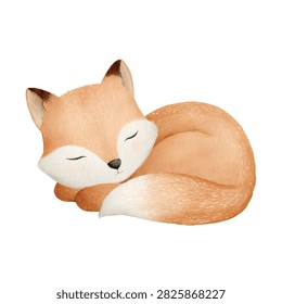 Cuddly sleeping fox plush toy curled up
