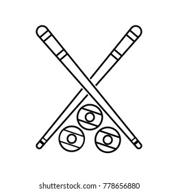 Cue and ball of billiard sport and game theme Isolated design Vector illustration