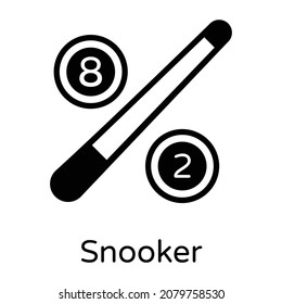 Cue balls with a stick in solid design, snooker vector in modern style 