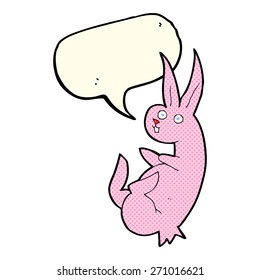 cue cartoon rabbit with speech bubble
