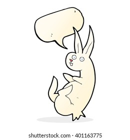 cue cartoon rabbit with speech bubble