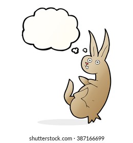conejo de dibujos animados cue con burbuja de pensamiento