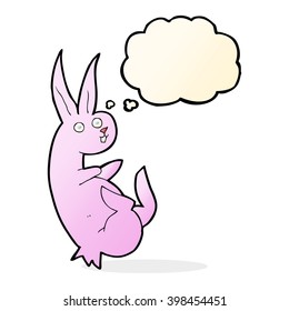 cue cartoon rabbit with thought bubble