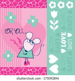 cue mouse card vector illustration