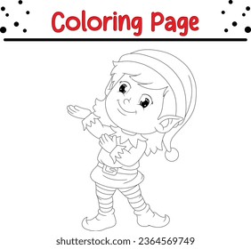 Página de coloreo de los niños de Cue Winter. Ferry Christmas Coloring book Dibujo vectorial en blanco y negro.