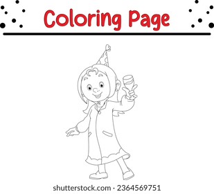 Cue Winter  children coloring page. Merry Christmas Coloring book Black and white vector illustration.