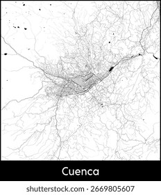 Cuenca mapa de la ciudad, Ecuador - Vector topográfico mapa cartel