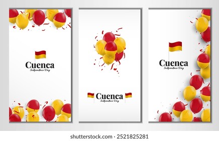 Día de la Independencia de Cuenca. Conjunto de Anuncio. Ilustración vectorial.
