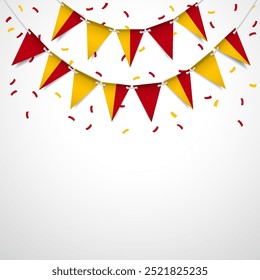 Cuenca Independence Day. Garland with the flag of Cuenca on a white background. Vector Illustration.
