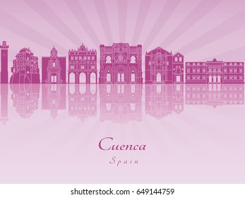 Cuenca skyline in purple radiant orchid in editable vector file