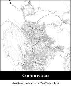 Cuernavaca mapa de la ciudad, México - Vector topográfico mapa cartel