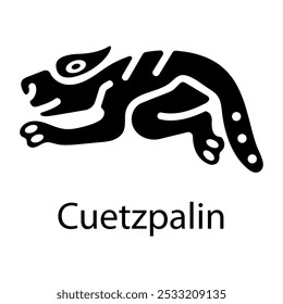 Ícone Cuetzpalin projetado em estilo de glifo 