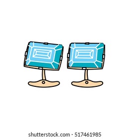 Cuff links line drawing isolated on white. Vector illustration