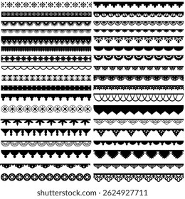 Cuff vector icon set. simple lace border line illustration sign collection. Seamless lace trim symbol or logo.