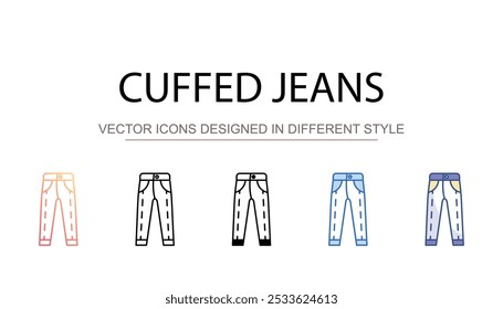 Diseño de icono de jeans con puños con fondo blanco