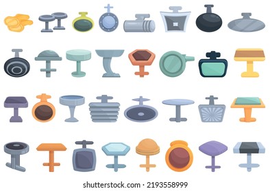 Cufflinks icons set cartoon vector. Classic golden. Cuff accessory