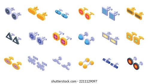 Cufflinks icons set isometric vector. Classic accessory. Pin cuff