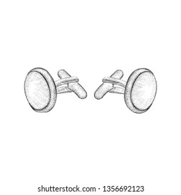 Cufflinks illustration in hand drawn design.