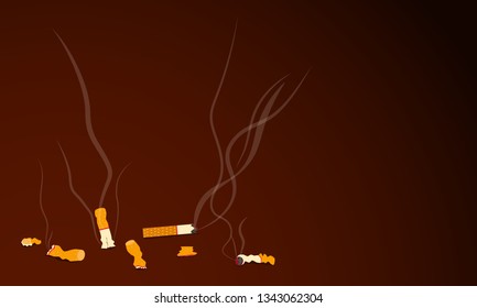 cugarette stub. dangerous to health kid other people. vector illustration eps10