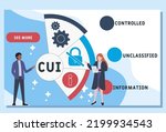 CUI - controlled unclassified information acronym. business concept background. vector illustration concept with keywords and icons. lettering illustration with icons for web banner, flyer, landing