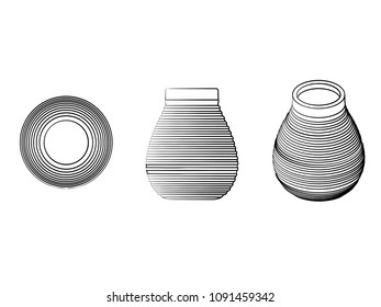 Cuia of Yerba mate for terere different outline like a brushstrokes