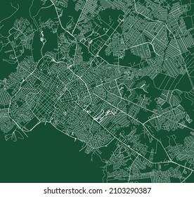 Cuiaba city Brazil municipality vector map. Green street map, municipality area, white lines. Urban skyline panorama for tourism.