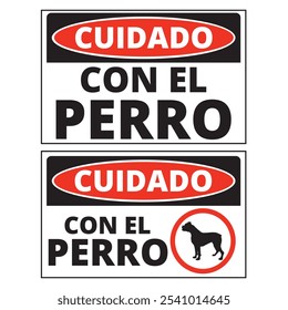 Cuidado com o perro assina sobre um fundo branco (trad. cuidado com o cão)