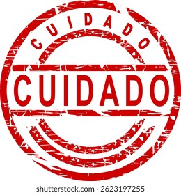 carimbo vermelho cuidado texto espanhol adesivo em arte vetorial muito fácil de editar