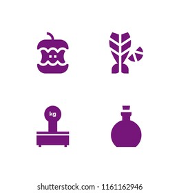 cuisine icon. 4 cuisine set with olive oil, fish and food and restaurant vector icons for web and mobile app