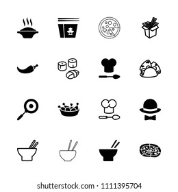 Cuisine icon. collection of 16 cuisine filled and outline icons such as soup, asian food, chicken leg, pizza, pan, taco. editable cuisine icons for web and mobile.