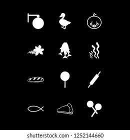 cuisine icon set about goose, bells, rolling pin and restaurant vector set