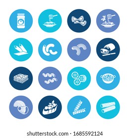 Kulinarisches Icon Set und Ciabatta mit Spaghetti mit Oliven, Cavatappi Nudeln und leckeren. Farfalle verwandte Küche Symbol Vektorillustration für Web UI Logo Design.