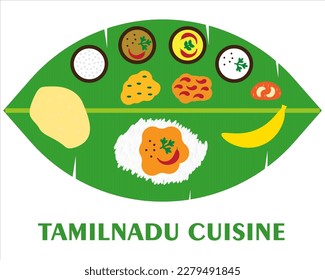 Cuisine of Tamil Nadu , Food Culture of Tamil Nadu vector illustration