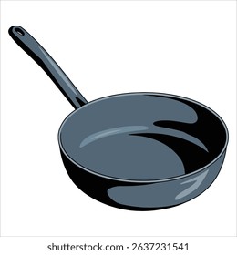 Cuisine wok pan vector icon. Web design graphic isolated on white, great for cooking, kitchenware, and Asian food concepts.