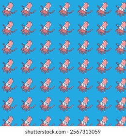 cuite squid pattern blue vector background