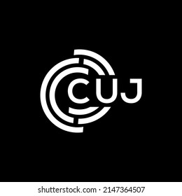 Diseño del logo de la carta CUJ sobre fondo negro. Concepto del logo de la carta de las iniciales creativas de CUJ. Diseño de letras CUJ.
