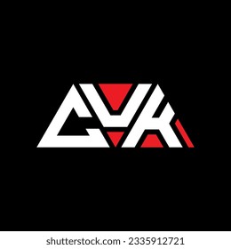 CUK triangle letter logo design with triangle shape. CUK triangle logo design monogram. CUK triangle vector logo template with red color. CUK triangular logo Simple, Elegant, and Luxurious design.