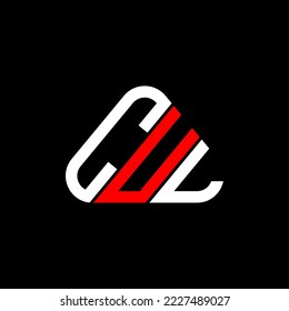 CUL letter logo creative design with vector graphic, CUL simple and modern logo in round triangle shape.