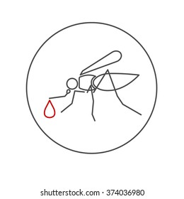Culex pipiens Mosquito silhouette vector illustration isolated on a white background
