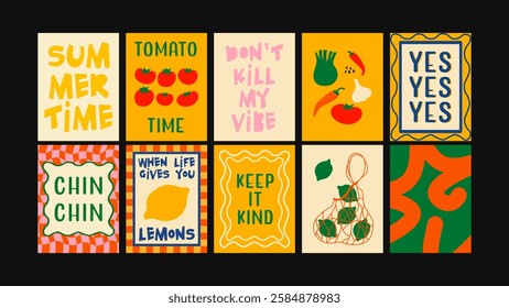 Culinary art prints in a modern abstract style inspired by Matisse. Unique wall decor for kitchens, restaurants, and cozy cafes