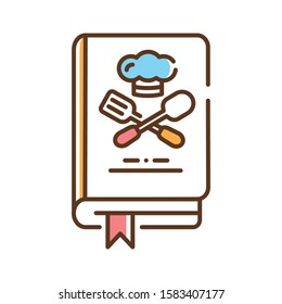 Culinary book color line icon. A kitchen reference containing recipes. Pictogram for web page, mobile app, promo. UI UX GUI design element. Editable stroke