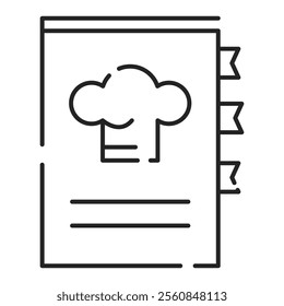 Culinary book line icon vector isolated. Symbol of a cooking book with recipes. Simple symbol.