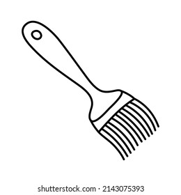 Pincel culinario. Esbozo de cocina. Utensil de cocina vectorial de línea de garabato y herramienta. Cuchillería