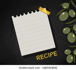 Culinary card. Vegan cook book. Template page. Vector