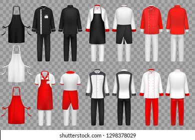 Culinary Clothing. Chef Uniform, Kitchen Textile Clothes Vector Isolated Set