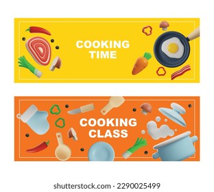 Kitchen objects realistic items for cooking food Vector Image