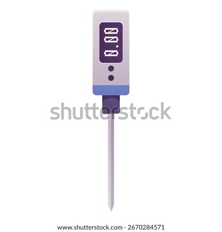 Culinary, cooking electronic thermometer for measuring food products temperature flat vector icon. Cartoon baking temperature measurement device. Digital thermometer with displaying temperature