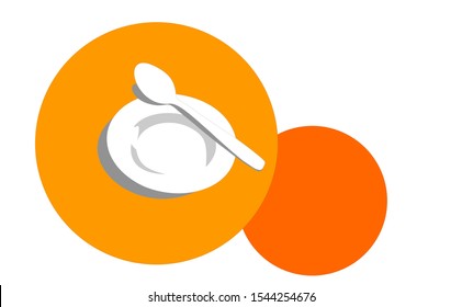 Culinary elements hand drawn kitchen posters spoon and plate. This culinary elements take the spoon and plate as an object vector image. The spoon and plate is part of the culinary elements.